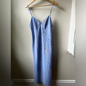 JOSIE NATORI Floral Slip Dress‎ Nightgown Floral Coquette Y2K Bow Satin Dainty S